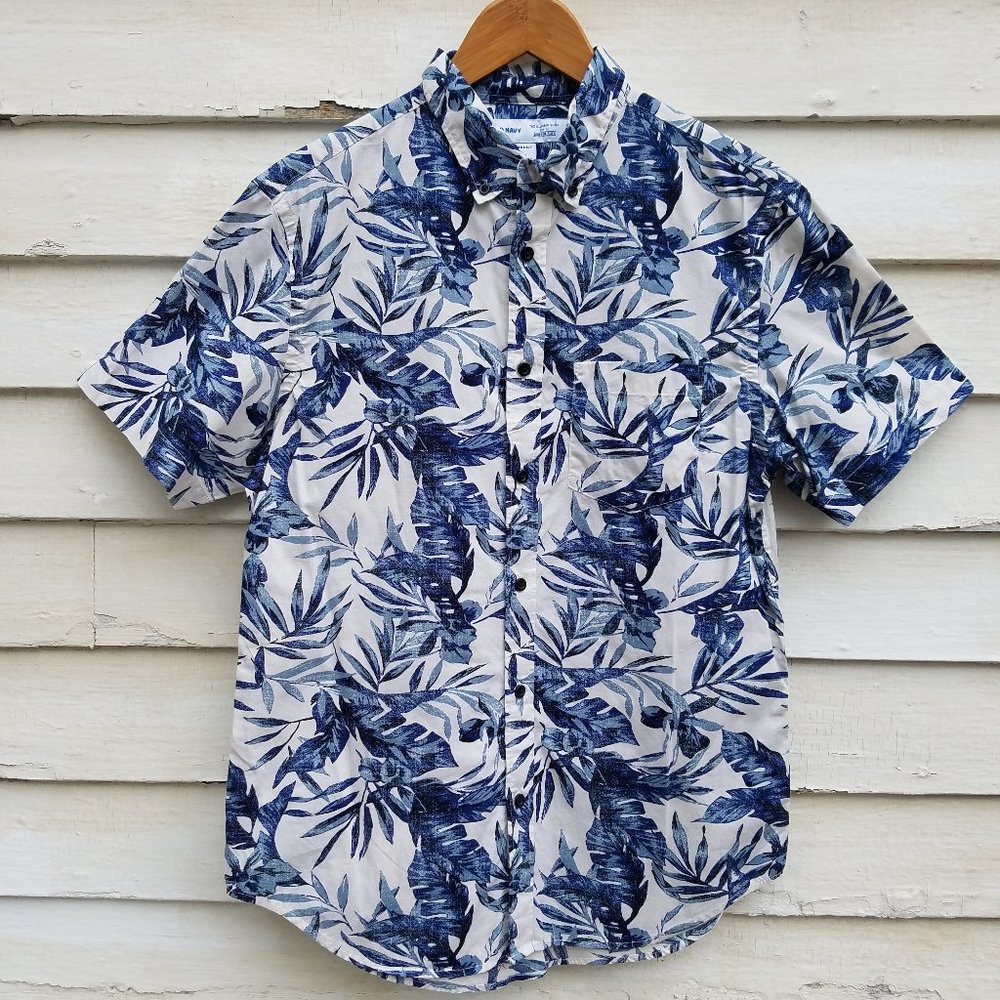 OLD NAVY Men's Hawaiian Short Sleeve Slim Fit Button Down Size M